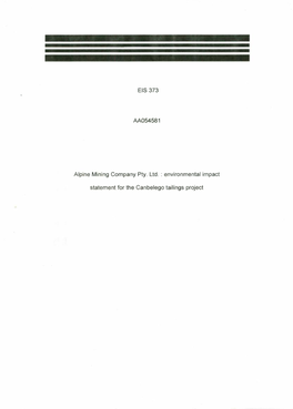 Environmental Impact Statement for the Canbelego Tailings Project