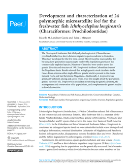 Development and Characterization of 24 Polymorphic Microsatellite Loci for the Freshwater Fish Ichthyoelephas Longirostris (Characiformes: Prochilodontidae)