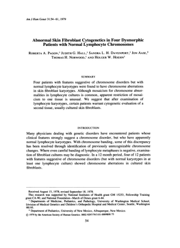 Abnormal Skin Fibroblast Cytogenetics in Four Dysmorphic Patients with Normal Lymphocyte Chromosomes