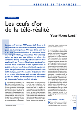 Les Œufs D'or De La Télé-Réalité