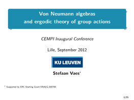 Von Neumann Algebras and Ergodic Theory of Group Actions