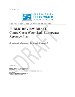 PUBLIC REVIEW DRAFT Contra Costa Watersheds Stormwater Resource Plan