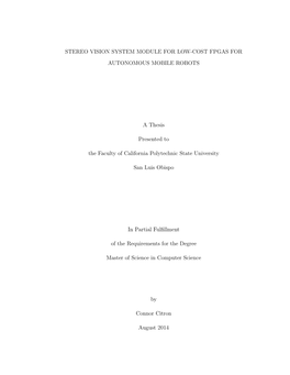 Stereo Vision System Module for Low-Cost Fpgas for Autonomous Mobile Robots