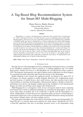 A Tag-Based Blog Recommendation System for Smart-M3 Multi-Blogging