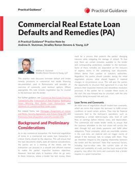 Commercial Real Estate Loan Defaults and Remedies (PA)