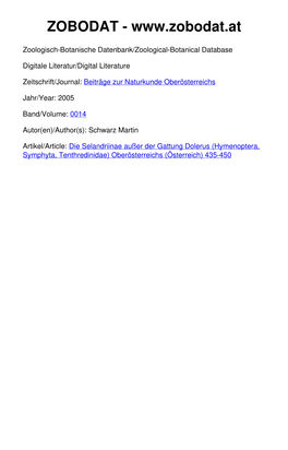 Hymenoptera, Symphyta, Tenthredinidae) Oberösterreichs (Österreich) 435-450 © Biologiezentrum Linz/Austria; Download Unter