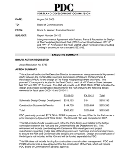 DATE: August 26, 2009 TO: Board of Commissioners FROM: Bruce A