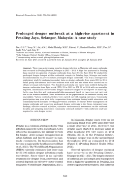 Prolonged Dengue Outbreak at a High-Rise Apartment in Petaling Jaya, Selangor, Malaysia: a Case Study