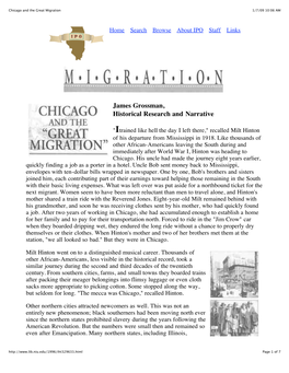 Chicago and the Great Migration 1/7/09 10:06 AM