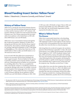 Blood Feeding Insect Series: Yellow Fever1 Walter J
