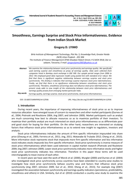 Smoothness, Earnings Surprise and Stock Price Informativeness