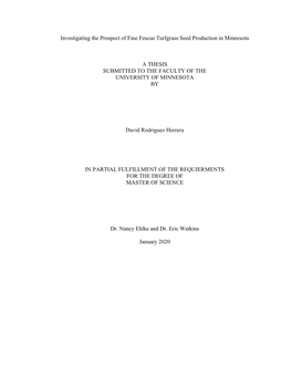 Investigating the Prospect of Fine Fescue Turfgrass Seed Production in Minnesota