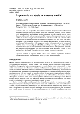 Asymmetric Catalysis in Aqueous Media*