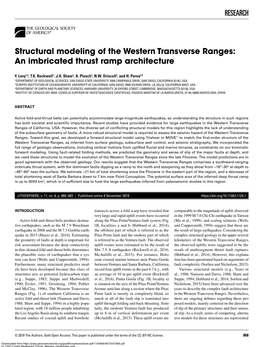 RESEARCH Structural Modeling of the Western Transverse Ranges