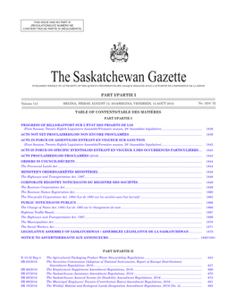 Gazette Part I, August 12, 2016