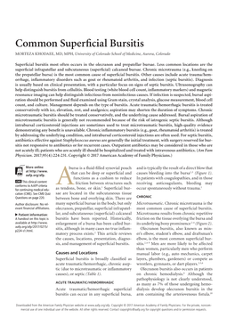 Common Superficial Bursitis MORTEZA KHODAEE, MD, MPH, University of Colorado School of Medicine, Aurora, Colorado