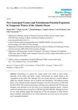 New Gastropod Vectors and Tetrodotoxin Potential Expansion in Temperate Waters of the Atlantic Ocean