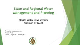 State and Regional Water Management and Planning