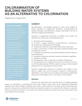 Chloramination of Building Water Systems As an Alternative to Chlorination