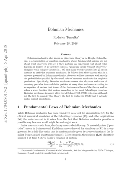 Bohmian Mechanics Arxiv:1704.08017V2 [Quant-Ph] 5