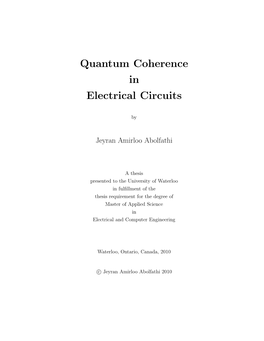 Quantum Coherence in Electrical Circuits