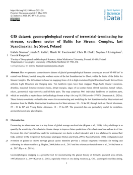 GIS Dataset: Geomorphological Record of Terrestrial-Terminating Ice Streams