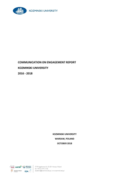 Communication on Engagement Report Kozminski University 2016 - 2018
