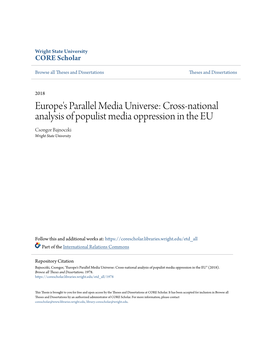 Cross-National Analysis of Populist Media Oppression in the EU Csongor Bajnoczki Wright State University