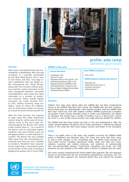 West Bank Unrwa Profile: Aida Camp