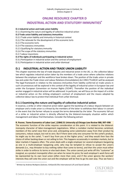 Online Resource Chapter D Industrial Action and Statutory Immunities