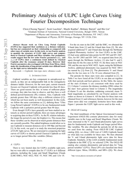 Preliminary Analysis of ULPC Light Curves Using Fourier