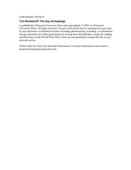 Tom Boellstorff: the Gay Archipelago Is Published by Princeton University Press and Copyrighted, © 2005, by Princeton University Press