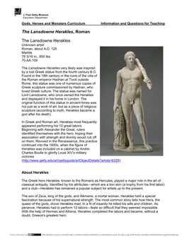 The Lansdowne Herakles, Roman the Lansdowne Herakles