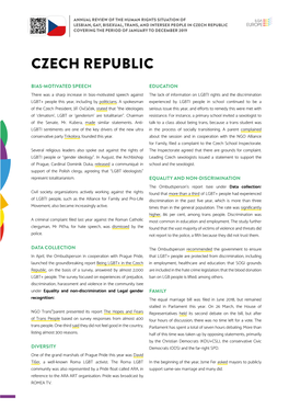 Czech Republic Covering the Period of January to December 2019