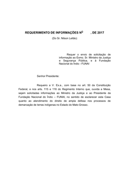 Requerimento De Informações Nº , De