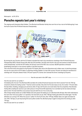 Porsche Repeats Last Year's Victory