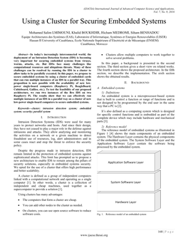 Using a Cluster for Securing Embedded Systems