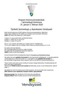 Program Kommunemesterskab I Jammerbugt Kommune 31. Januar-2