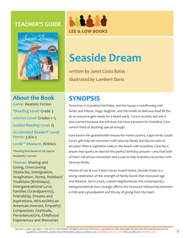Seaside Dream LEE & LOW BOOKS TEACHER’S GUIDE LEE & LOW BOOKS