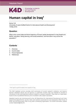 Human Capital in Iraq1