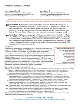 Pituitary Tumors: a Primer