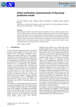 Initial Verification Measurements of Dynamap Predictive Model