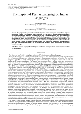 The Impact of Persian Language on Indian Languages
