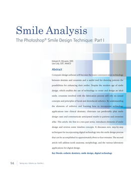 Smile Analysis the Photoshop® Smile Design Technique: Part I