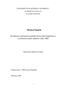 Michael Šmídek Poválečná Zahraniční Politika Švýcarské Konfederace A