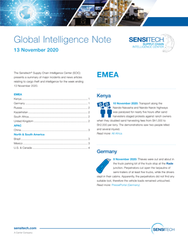 Global Intelligence Note 13 November 2020