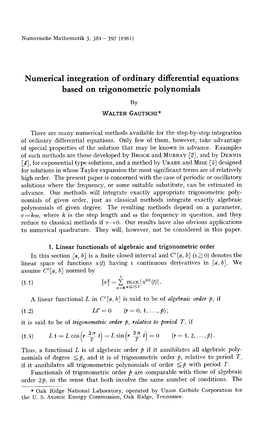 Numerical Integration of Ordinary Differential Equations Based on Trigonometric Polynomials