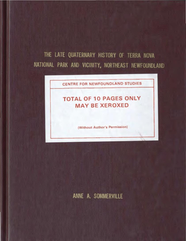 Summary of Glacial Deposits in Terra Nova National Park and Vicinity