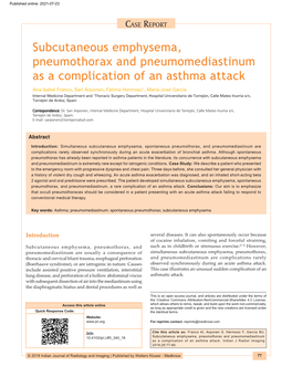 Subcutaneous Emphysema, Pneumothorax And