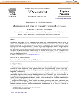 Characterization of Silica Gel Prepared by Using Sol–Gel Process